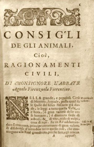 Firenzuola Agnolo. - Consigli de gli Animali. Cioè