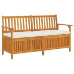 vidaXL Opbergbankje met kussen 148 cm massief acaciahout, Verzenden, Nieuw