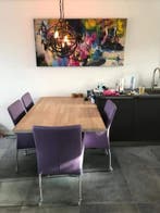 Set van 4 leren eetkamerstoelen - met wieltjes en, Huis en Inrichting, Stoelen, Ophalen of Verzenden, Nieuw, Eén