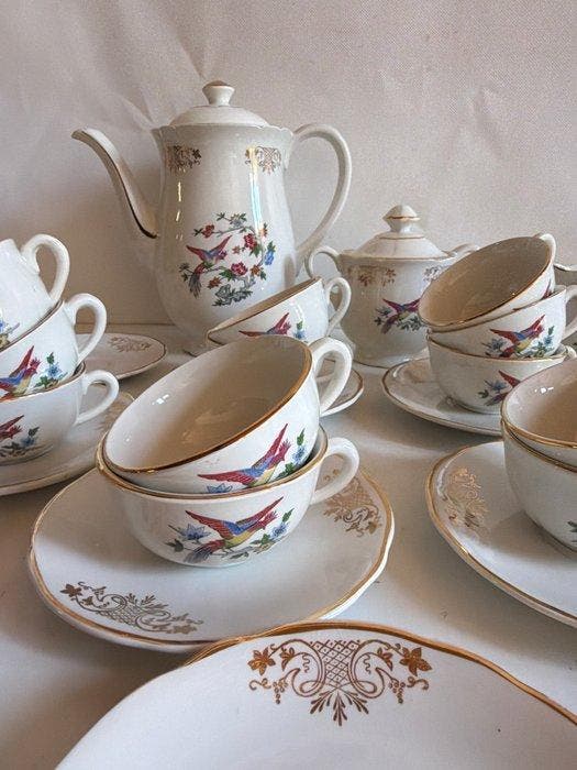 Keller et Guérin de Luneville - Koffieservies (27) - Bird of, Antiek en Kunst, Antiek | Meubels | Tafels