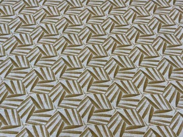 Geometrische stof Art Déco beige en goud – Panama 100%