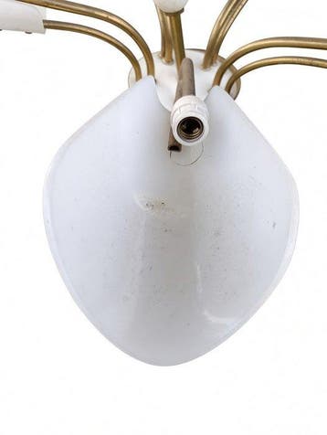 Plafondlamp - Messing, Glas, Hout - Kroonluster met 5