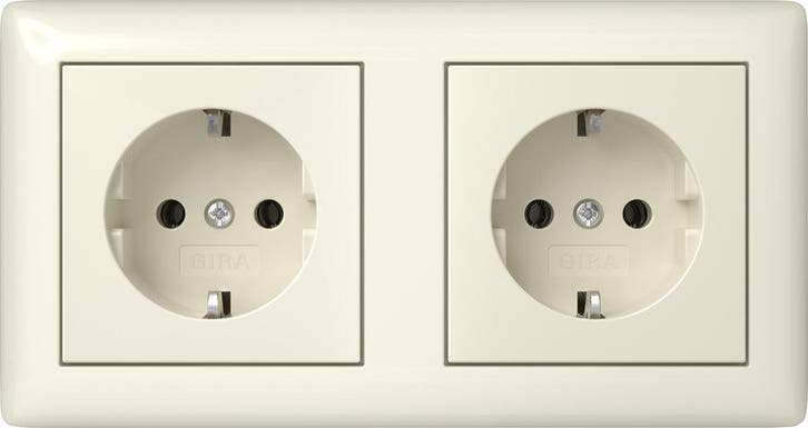 Gira Standaard 55 Dubbele SCHUKO Stopcontact Met Frame -, Doe-het-zelf en Bouw, Elektriciteit en Kabels, Verzenden
