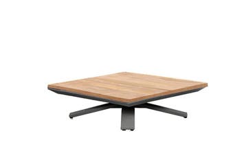 Suns Stockholm lounge tafel antraciet met teak blad 90 x 90, Nieuw