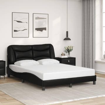 vidaXL Bedframe zonder matras Hvar kunstleer zwart 140x200, Verzenden
