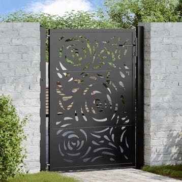 vidaXL Poort met vlamontwerp 100x125 cm staal zwart, Tuin en Terras, Tuinpoorten, Verzenden, Nieuw