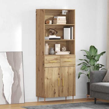 vidaXL Highboard Artisan Eiken 69,5 x 34 x 180 cm Bewerkt, Huis en Inrichting, Verzenden, Nieuw