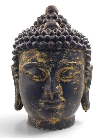 Grande tête de Bouddha dorée - Bronze - Thaïlande - XXe