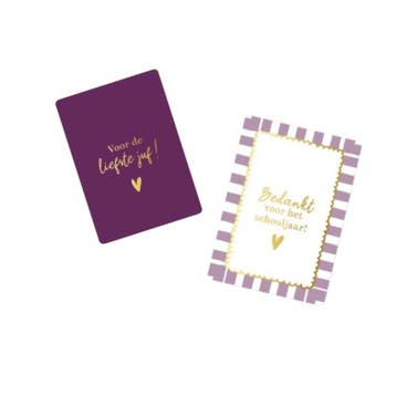 2x mini kaartje - juf - bedankt voor dit fijne schooljaar..., Verzenden, Nieuw
