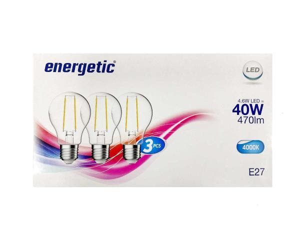 Veiling - 20x  Energetic A60 Clear LED E27 4000K 4,6W 3-Pack, Maison & Meubles, Lampes | Autre