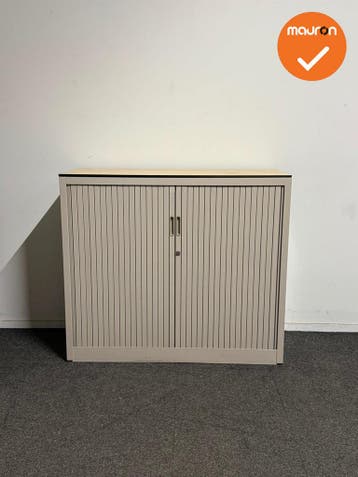 Aspa - Roldeurkast - 105x120x47 cm - Witgrijs - Ahorn topbla, Ophalen of Verzenden, Kast