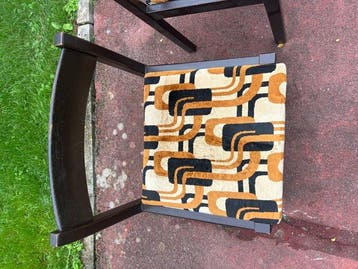 Stoel - Hout - Twee stoelen - geometrische velours
