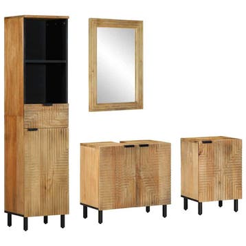vidaXL 4-delige Badkamermeubelset massief mango bruin, Verzenden, Nieuw