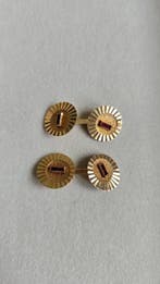 Manchetknopen - 18 karaat Geel goud Robijn - Gouden, Handtassen en Accessoires, Antieke sieraden