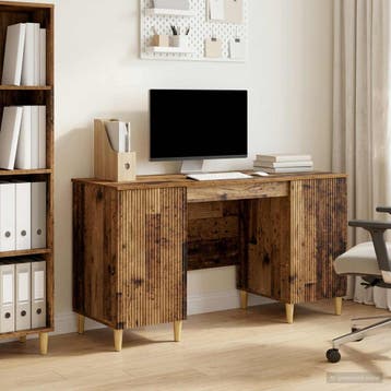 vidaXL Bureau met plank Oud hout 142,5 x 50 x 75 cm Bewerkt, Verzenden, Nieuw
