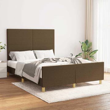 vidaXL Bedframe zonder matras stof donkerbruin 140x200 cm, Verzenden