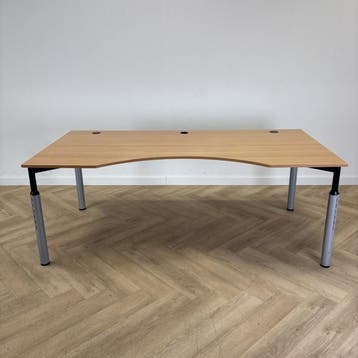 Wingbureau 200x100/80 cm, beuken - grijs, Gebruikt