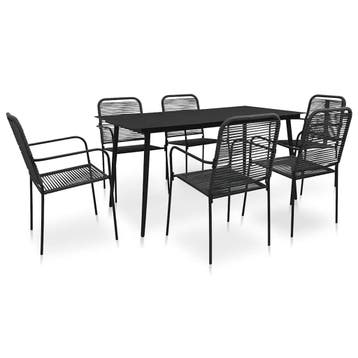 vidaXL 7-delige Tuinset katoenen touw en staal zwart, Verzenden, Nieuw, Tuinset