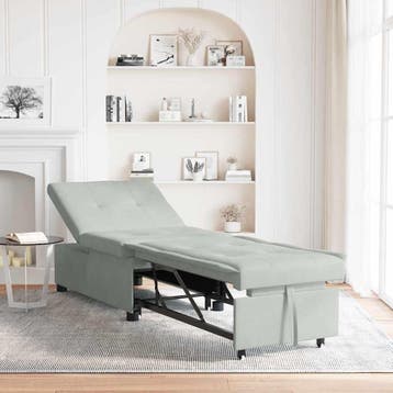 vidaXL Slaapbank / zetel Lichtgrijs 194 x 67 x 82 cm Fluweel, Huis en Inrichting, Zetels | Zetels, Verzenden, Nieuw