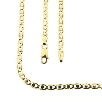 Bicolor gouden fantasie schakelketting, Ophalen of Verzenden