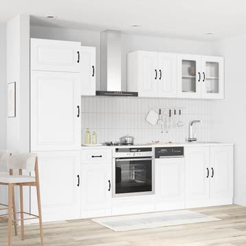 vidaXL 8-delige Keukenkastenset Kalmar bewerkt hout wit, Verzenden, Nieuw