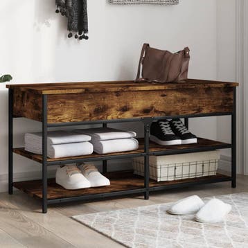 vidaXL Schoenenbankje 100x42,5x50 cm bewerkt hout gerookt, Verzenden