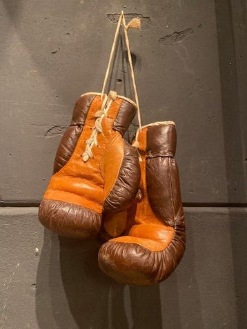 Gants de boxe - cuir bicolore - 6 oz - Gants de boxe vintage