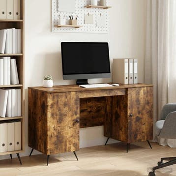 vidaXL Bureau Gerookt eiken 142,5 x 50 x 75 cm Bewerkt hout, Verzenden