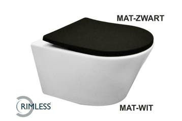 Vesta rimless wandcloset mat-wit + Shade zitting mat-zwart, Ophalen of Verzenden, Nieuw