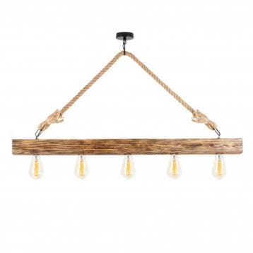 Landelijke hanglamp hout 5x E27 fitting | Chesterfield, Maison & Meubles, Verzenden