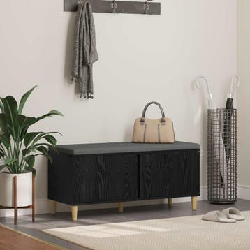 vidaXL Hallenbank Zwarte Eik 100 x 38 x 46 cm Geengineerd, Verzenden