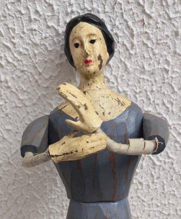 Beeld - Maagd hoofd en poten - 35 cm - Hout - Twintigste, Antiek en Kunst