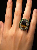 Zonder minimumprijs - Ring Zilver Citrien - Royal Halo