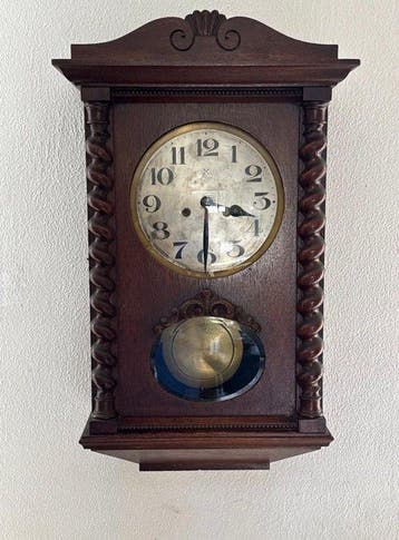 Wandklok - Antiek Hout, Glas - 1910-1920