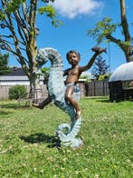 Fontein - 2026 - Bronzen: Jongen op een zeepaard, Antiek en Kunst
