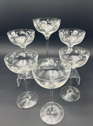 Perrier Jouët - Emile Gallé - Verre à champagne (6) - Cuvée, Antiquités & Art