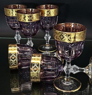 Artemisia - Drinkset (6) - Kristal, goud 24 karaat
