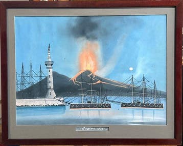 Scuola Napoletana (XIX) - Eruzione, Antiek en Kunst