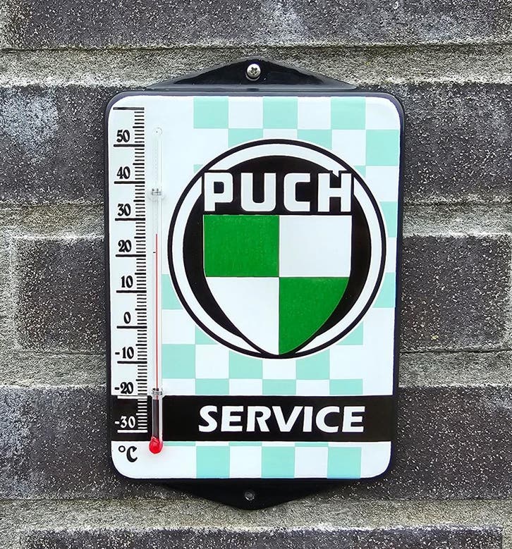 Puch emaille thermometer, Collections, Marques & Objets publicitaires, Envoi