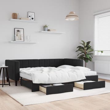 vidaXL Slaapbank met onderschuifbed en lades 90x200 cm, Verzenden, Nieuw