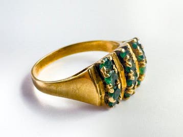 Ring - 18 karaat Geel goud - 0.20ct. tw. Smaragd, Nieuw