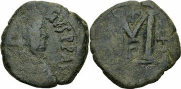 Byzanz Justinus I Follis Constantinopolis 522-527 Stern K..., Verzenden