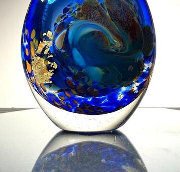 Maxence Parot - Vase - Vase unique couleurs et Or - Verre