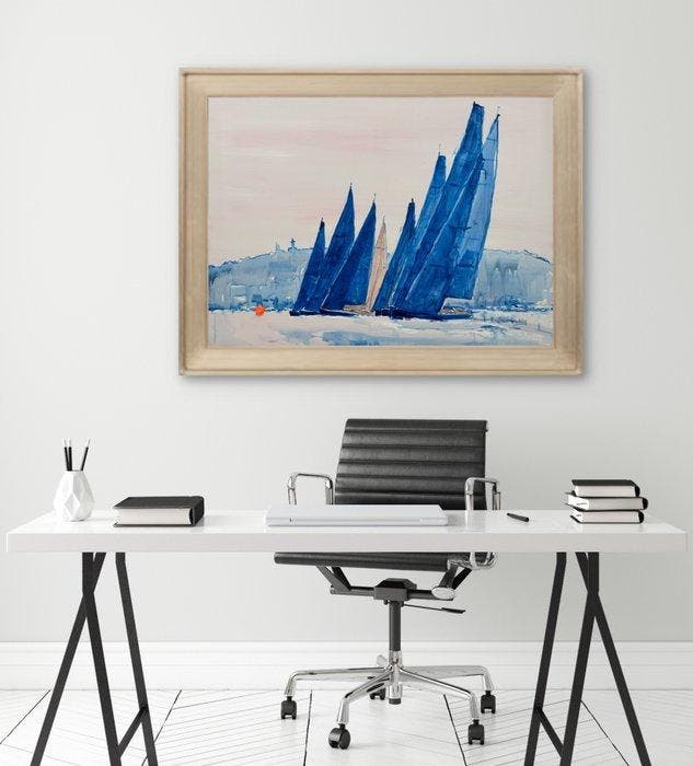 Brooksby - Les voiles de Saint Tropez - the Maxis, Antiek en Kunst, Kunst | Schilderijen | Modern