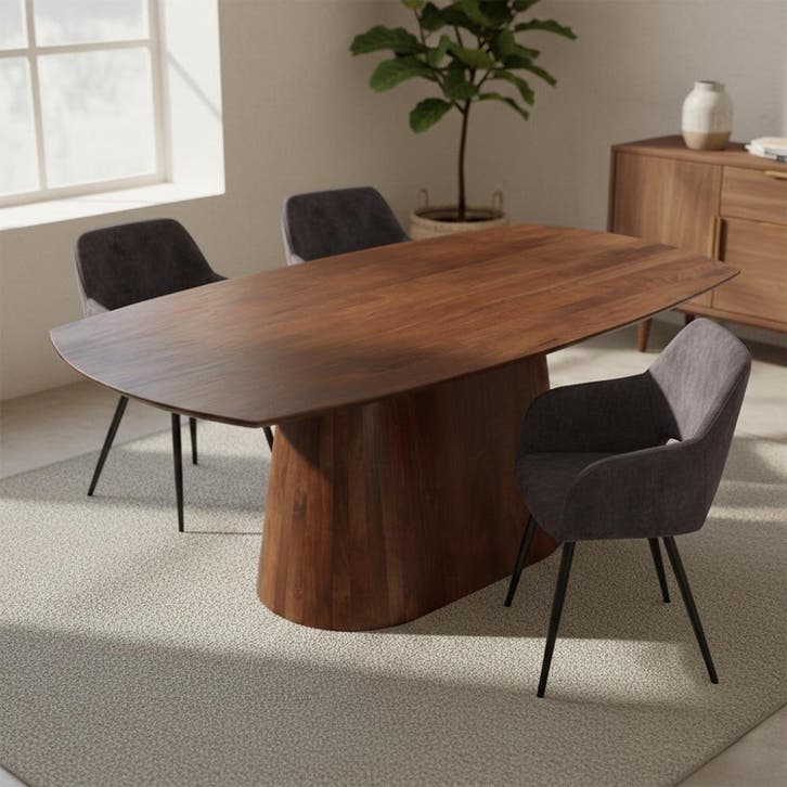 Mangohouten Eettafel Mick Deens ovaal bruin 240×110 cm, Huis en Inrichting, Tafels | Eettafels, Nieuw, Overige houtsoorten, Ovaal