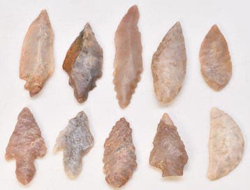 Neolithisch Jasper, Flint 10 geweldige pijlpunten 2,5 cm tot