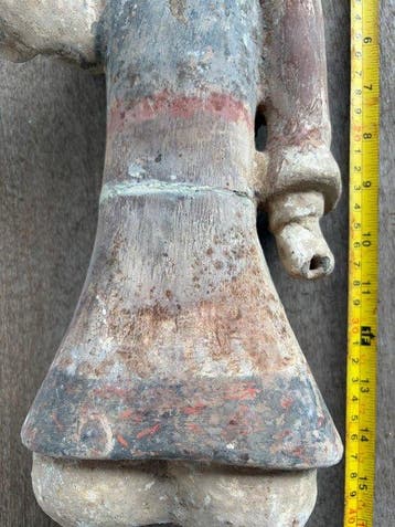 Oud-Chinees, Han-dynastie Terracotta Mingqi-krijger - 46 cm
