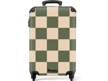 Veiling - Koffer handbagage vierkanten groen geel, Nieuw