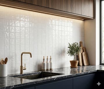 Wandtegel Handvorm Geo Twist Wit Glans 10x10 (Muurtegels), Nieuw, Minder dan 20 cm, 10 m² of meer, Wandtegels