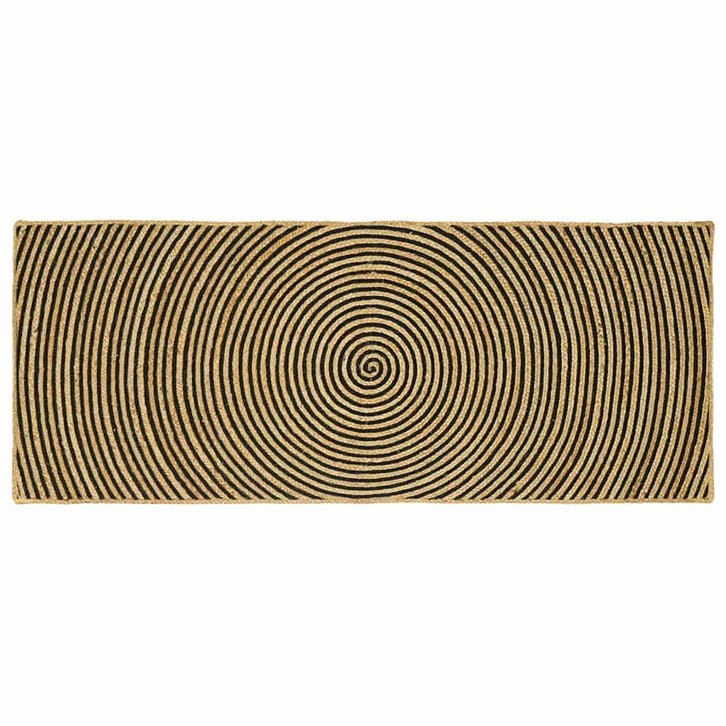 vidaXL Tapijt Natuurlijk en zwart 80 x 200 cm Jute, Maison & Meubles, Ameublement | Tapis & Moquettes, Envoi